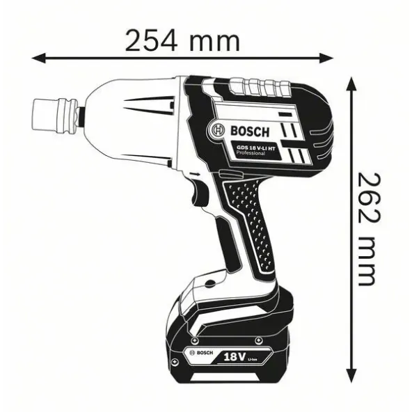 BOSCH GDS 18 V-LI HT Μπουλονόκλειδο/Παλμικό Κατσαβίδι Μπαταρίας 0.601.9B1.30A