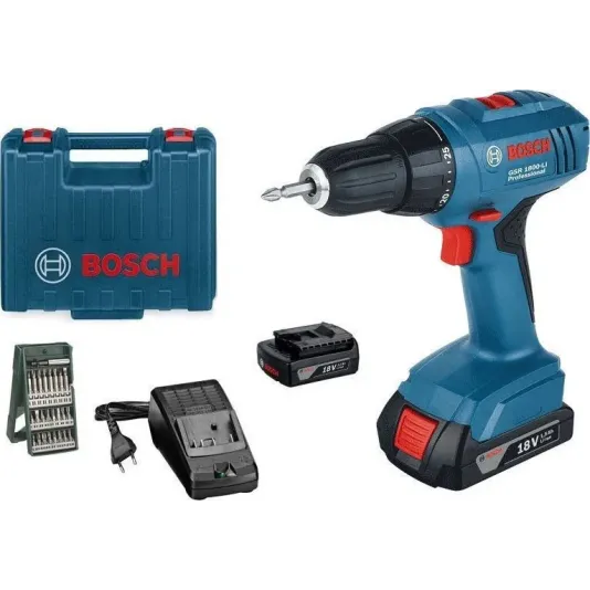 BOSCH Δραπανοκατσάβιδο Μπαταρίας GSR 1800-Li με 25 μύτες σε βαλίτσα 06019A8306