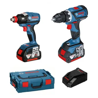 BOSCH ΣΕΤ GSB 18V-60 C Κρουστικό Δραπ-δο με GDX 18V-EC Μπουλονόκλειδο Δώρο Σκούπα 0.615.990.K05