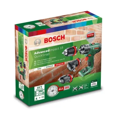 BOSCH AdvancedImpact 18 QuickSnap solo Κρουστικό δραπανοκατσάβιδο μπαταρίας δύο ταχυτήτων ιόντων λιθίου Solo 06039A3402