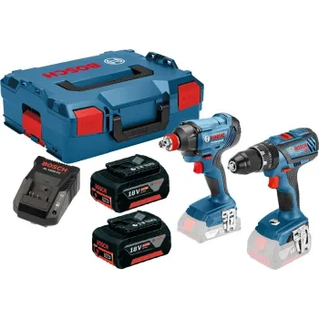 BOSCH GSB 18V-28 ΔΡΑΠΑΝΟΚΑΤΣΑΒΙΔΟ ΜΠΑΤΑΡΙΑΣ + GDX 18V-180 ΜΠΟΥΛΟΝΟΚΛΕΙΔΟ ΜΠΑΤΑΡΙΑΣ + 2 x 4.0 Ah ΣΕ L-BOXX 0615990K3K