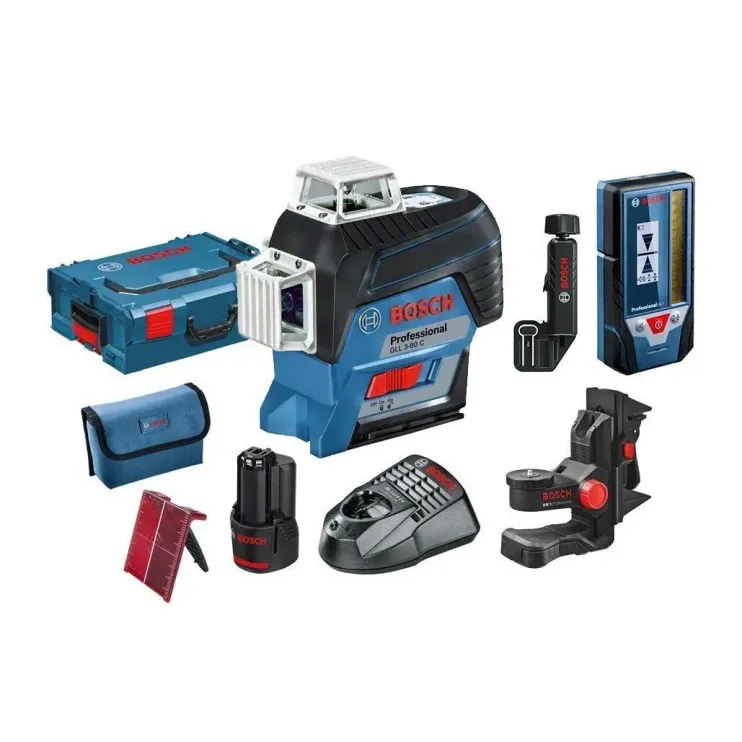Bosch - GLL 3-80 C Γραμμικό Λέιζερ με Πίνακα Στόχου και Δέκτη LR7 σε L-Boxx 12V (1x2.0Ah) 0601063R05