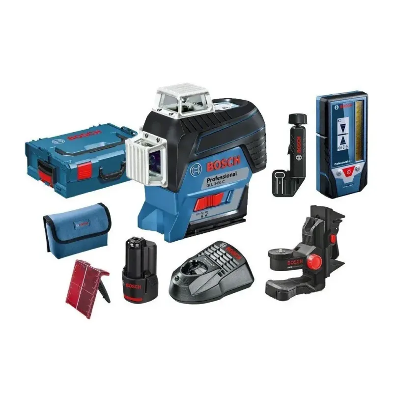 Bosch - GLL 3-80 C Γραμμικό Λέιζερ με Πίνακα Στόχου και Δέκτη LR7 σε L-Boxx 12V (1x2.0Ah) 0601063R05