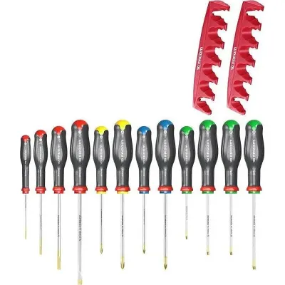 FACOM  Σετ 12 τεμάχια Κατσαβίδια PZ/PH/Ίσια/TORX + 2 Βάσεις AT.J12R2PB
