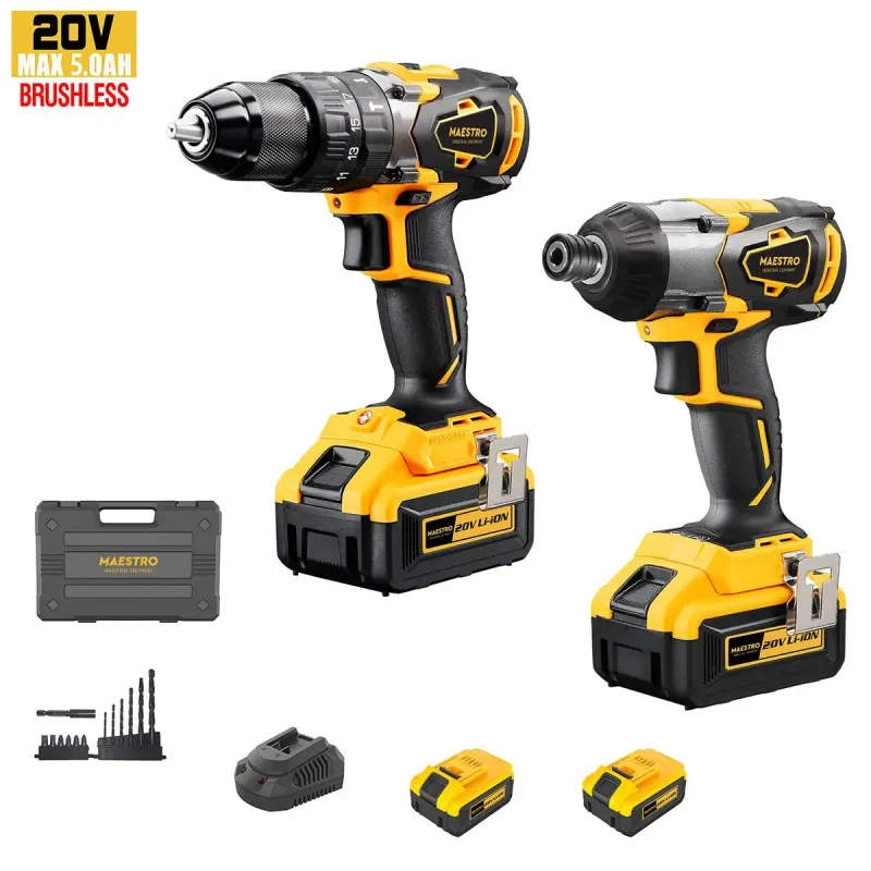 Maestro KIT BRUSHLESS ΚΡΟΥΣΤΙΚΟ ΔΡΑΠΑΝΟΚΑΤΣΑΒΙΔΟ - ΠΑΛΜΙΚΟ ΚΑΤΣΑΒΙΔΙ (ΛΙΘΙΟΥ 20V - 2X5 Ah) MCK-20BL