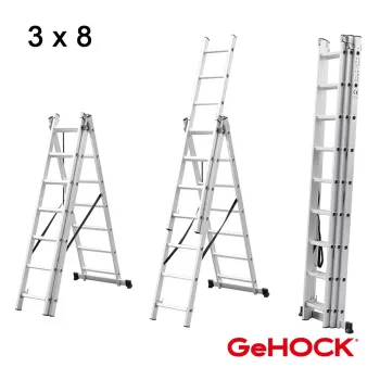 Gehock Τριπλή Σκάλα Επεκτεινόμενη Αλουμινίου 3 x 8 Σκαλοπάτια 10295308
