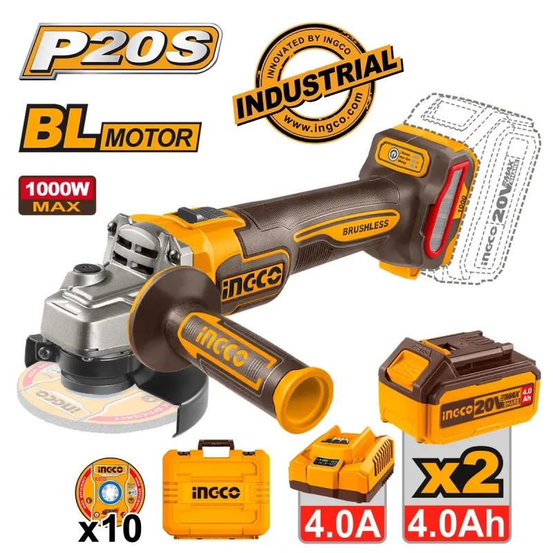 Ingco Γωνιακός Τροχός Μπαταρίας 20V Li-Ion CAGLI271532E