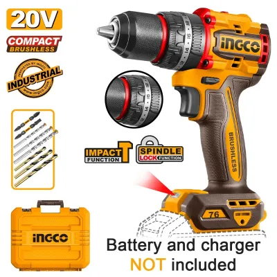 INGCO Κρουστικό Δραπανοκατσάβιδο Compact Μπαταρίας 20V Li-Ion 76Nm SOLO (Χωρίς Μπαταρία και Φορτιστή) CIDLI207686E-S