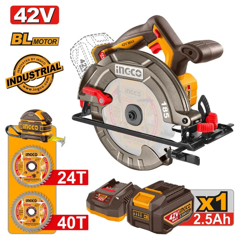 Ingco Δισκοπρίονο Μπαταρίας 42V Li-Ion Φ 185mm CSLI4218511E