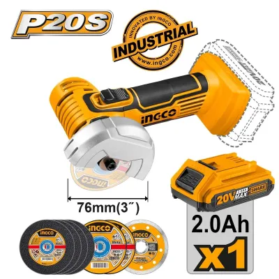 INGCO Μίνι Τροχός Κοπής Μπαταρίας 76mm 20V Li-Ion CAGLI76012E