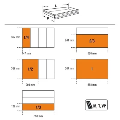 BETA Τρόλεϊ με 7 συρτάρια και πλευρικά ράφια RSC24L/7-A