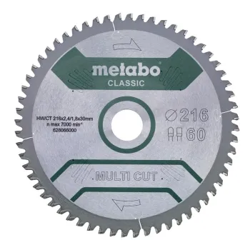 Metabo Πριονόδισκος “multi cut – classic”, 216×30, Z60 FZ/TZ, 5°αρν. /B 628655000