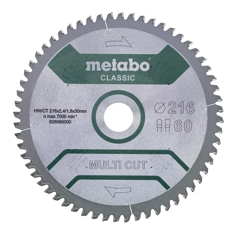 Metabo Πριονόδισκος “multi cut – classic”, 216×30, Z60 FZ/TZ, 5°αρν. /B 628655000