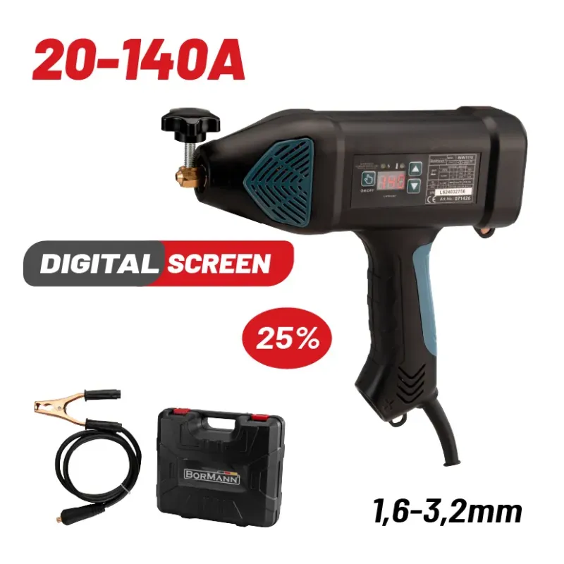 BORMANN BIW1110 Ηλεκτροσυγκόλληση Inverter Τύπου Πιστόλι,140A,1,6-3,2mm,Ψηφιακή Οθόνη 071426