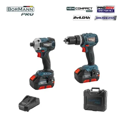 Bormann pro BBP5003 Σετ Δραπ/βιδο Κρουστικό Compact Brushless 20V & Παλμικό Κατσαβίδι & X2 Μπαταρίες 078661
