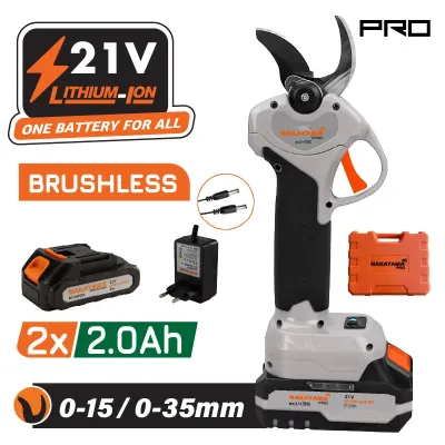 NAKAYAMA Pro EC1435 Ψαλίδι Κλάδου Μπαταρίας 21V, Brushless, Προοδευτική Κοπή 0-15mm/0-35mm, 0.85kg 082903