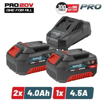 BORMANN Pro BBP9944 Starter Kit Μπαταρίες 2x4.0Ah & Φορτιστής 4.5Α 083221
