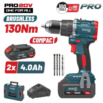 BORMANN Pro BBP5451X44CA Δραπανικαυτσάβιδο Κρουστικό 20V,2x4Ah,Li-Ion,Compact,2 Ταχύτητες & Βαλίτσα 083412