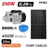 NAKAYAMA Pro NP2200 Αντλία Νερού με Φωτοβολταικό 24V,210W,Μέγιστο Μανομετρικό 25m & Πάνελ 450W 080039