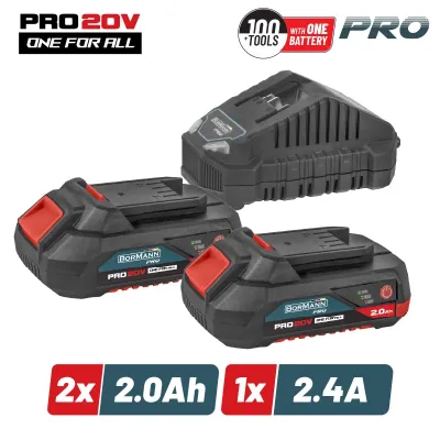 BORMANN Pro BBP9922 Starter Kit Μπαταρίες 2x2.0Ah & Φορτιστής 2.4Α 083511