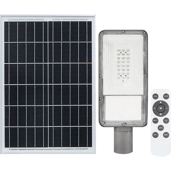 BORMAN ΗΛΙΑΚΟ ΦΩΤΙΣΤΙΚΟ ΔΡΟΜΟΥ LED 100W, ΑΔΙΑΒΡΟΧΟ ΜΕ ΦΩΤΟΒΟΛΤΑΪΚΟ ΠΑΝΕΛ 5V/30W 052470