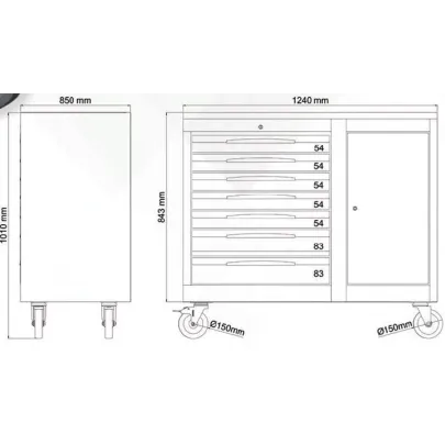 FASANO Εργαλειοφόρος με 14 συρτάρια FG 160V/14L
