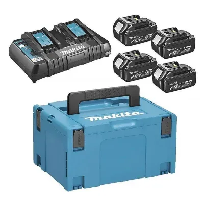 MAKITA ΣΕΤ ΜΠΑΤΑΡΙΕΣ 18V/5.0Ah ΜΕ ΔΙΠΛΟ ΤΑΧΥΦΟΡΤΙΣΤΗ 197626-8