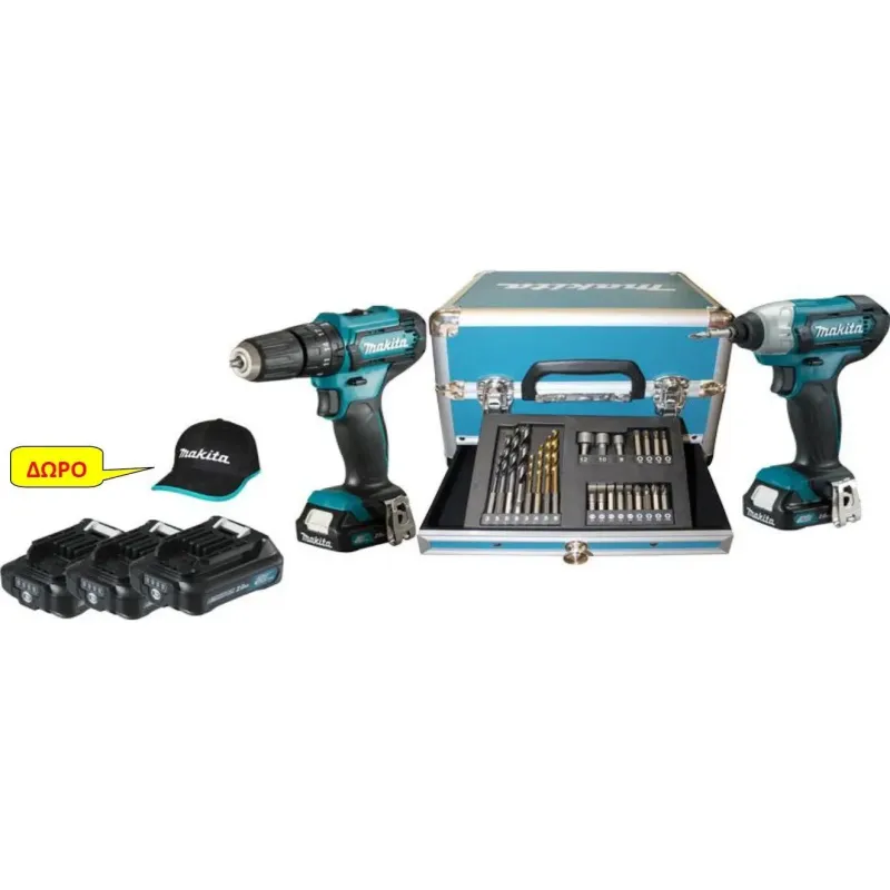 MAKITA Σετ Κρουστικό Δραπ/βιδο HP333D + Παλμικό Κατσαβίδι TD110D (3x2.0Ah) CLX228SAX2