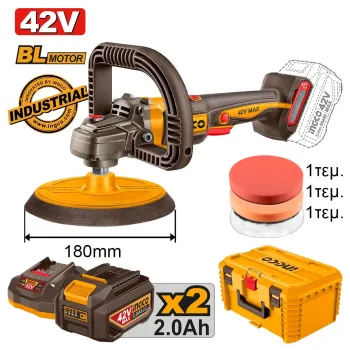 INGCO Αλοιφαδόρος Μπαταρίας 42V Li-Ion Φ 180mm +Εργαλειοθήκη Βαθιά 19