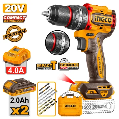 Ingco Κρουστικό Δραπανοκατσάβιδο Compact Μπαταρίας 20V Li-Ion 76Nm CIDLI207686E