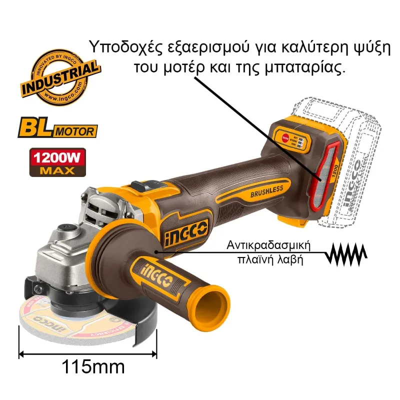Ingco Εργαλεία Μπαταρίας 20V Li-Ion Σετ 5 τεμ. + Δώρo Εργαλειοθήκη Τσάντα CKLI20595E