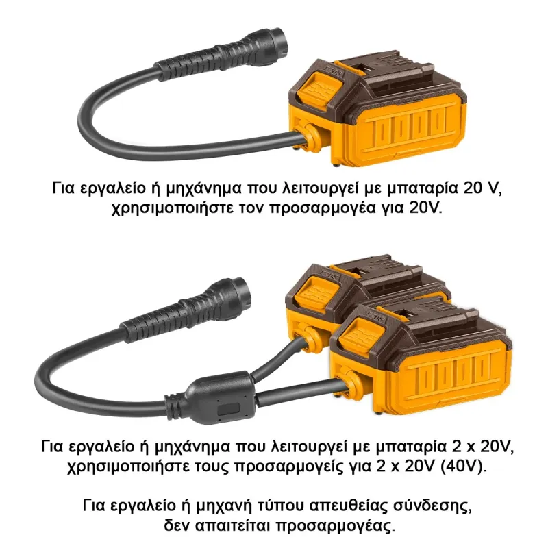 Ingco Μπαταρία Πλάτης 20V/20V+20V 60.0Ah/30.0Ah Li-Ion FBLI241110