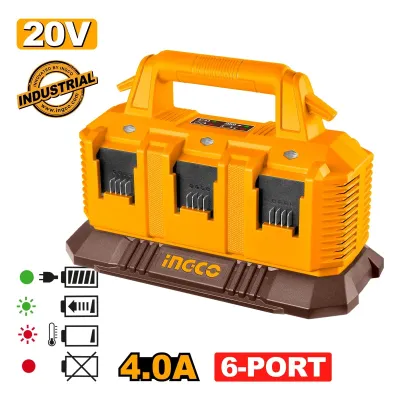 Ingco Ταχυφορτιστής 6 Θέσεων 6x20V 4A FCLI2064