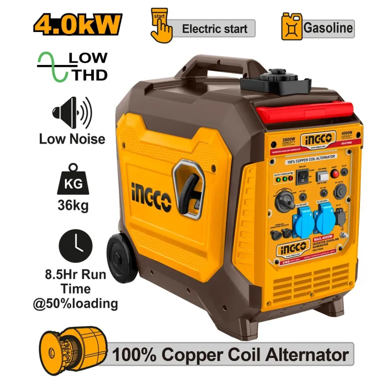 Ingco Γεννήτρια Inverter Βαλιτσάκι Βενζίνης 4kW 5kVA 5HP GEI47506E