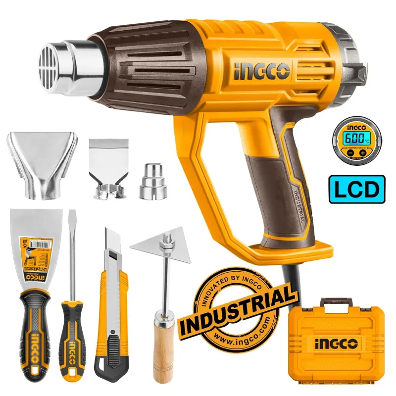 Ingco Πιστόλι Θερμού Αέρα 2000W +Εργαλεία Χειρός +Βαλίτσα HG200058E