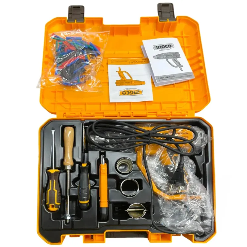 Ingco Πιστόλι Θερμού Αέρα 2000W +Εργαλεία Χειρός +Βαλίτσα HG200058E