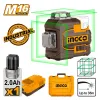 INGCO Αυτοαλφαδιαζόμενο Πράσινο Laser 3D Μπαταρίας 16V Li-Ion HLL301201E