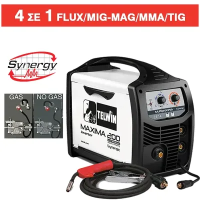 TELWIN MAXIMA 200 SYNERGIC 4 ΣΕ 1 MONOΦΑΣΙΚΗ ΗΛΕΚΤΡΟΚΟΛΛΗΣΗ 170A - 816087