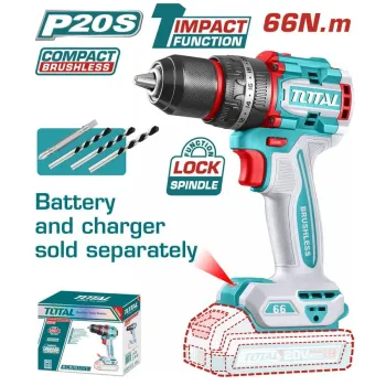 Total Επαγγ. Δραπανοκατσαβιδο Κρουστικο Μπατ. Li-Ion 20V / 66Nm Bl Motor (Tidli206681)