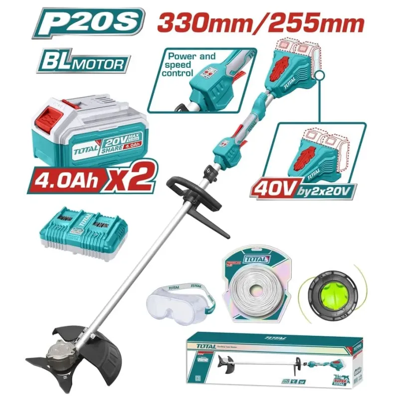 Total Επαγγ. Θαμνοκοπτικο Μπαταρίας Li-Ion 40V / 4Ah / 2 Μπαταριες (Tstli200285)