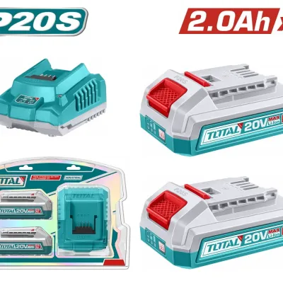 TOTAL ΕΠΑΓΓ. ΣΕΤ 2τεμ ΜΠΑΤΑΡΙΕΣ TFBLI2001 Li-ion 20V / 2Ah + 1τεμ ΦΟΡΤΙΣΤΗΣ TFCLI2001E (TFBCPK2212E)