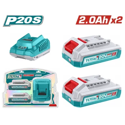 TOTAL ΕΠΑΓΓ. ΣΕΤ 2τεμ ΜΠΑΤΑΡΙΕΣ TFBLI2001 Li-ion 20V / 2Ah + 1τεμ ΦΟΡΤΙΣΤΗΣ TFCLI2001E (TFBCPK2212E)