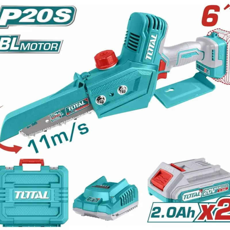 Total Σετ Αλυσοπριονο Κλαδευτικο Μπαταρίας Li-Ion 20V / 2Ah / 2 Μπαταριες Σε Βαλιτσα (Tgsli20686)
