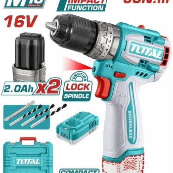 TOTAL ΕΠΑΓΓ. ΔΡΑΠ/ΒΙΔΟ ΚΡΟΥΣΤΙΚΟ ΜΠΑΤ. Li-ion 16V / 2Ah / 60Nm / 2 ΜΠΑΤ (TIDLI16682)