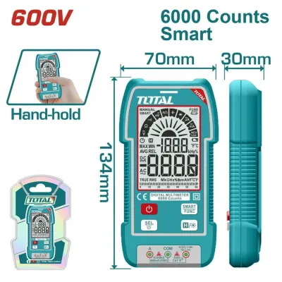 Total Πολυμετρο Ψηφιακο 600V True Rms Με Μέτρηση Ac/Dc (Tmt516004)