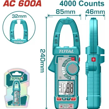 TOTAL ΕΠΑΓΓ. ΑΜΠΕΡΟΤΣΙΜΠΙΔΑ ΨΗΦΙΑΚΗ 600Α AC/DC True RMS (TMT766001)