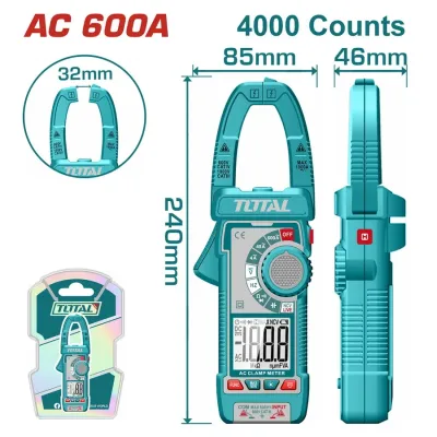 TOTAL ΕΠΑΓΓ. ΑΜΠΕΡΟΤΣΙΜΠΙΔΑ ΨΗΦΙΑΚΗ 600Α AC/DC True RMS (TMT766001)