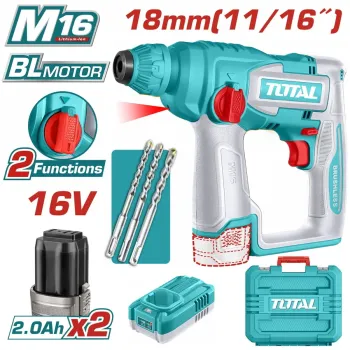TOTAL ΕΠΑΓΓ. ΠΝΕΥΜΑΤΙΚΟ ΠΙΣΤΟΛΕΤΟ SDS-PLUS ΜΠΑΤ. Li-ion 16V / 2Ah / 2 ΜΠΑΤ (TRHLI16168)