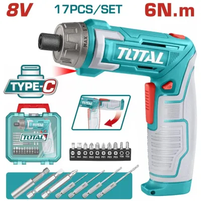 Total Επαγγ. Κατσαβιδι Μπαταρίας Li-Ion 8V / 1.5Ah Type-C (Tsdli08025)