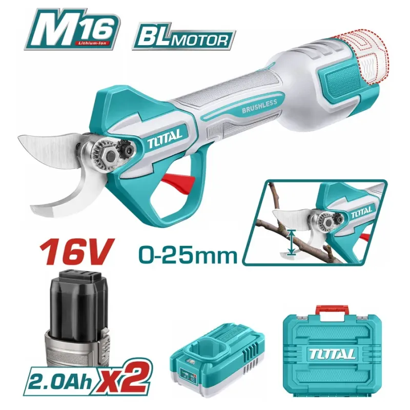 TOTAL ΕΠΑΓΓ. ΨΑΛΙΔΙ ΚΛΑΔΕΜΑΤΟΣ ΜΠΑΤ. Li-ion 16V / 2Ah / 2 ΜΠΑΤ BL Motor (TSSLI162582E)
